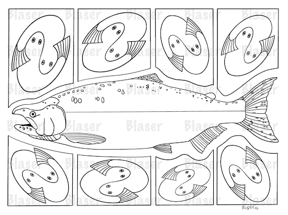 Buy coloring page salmon printable symmetrical coloring online in india