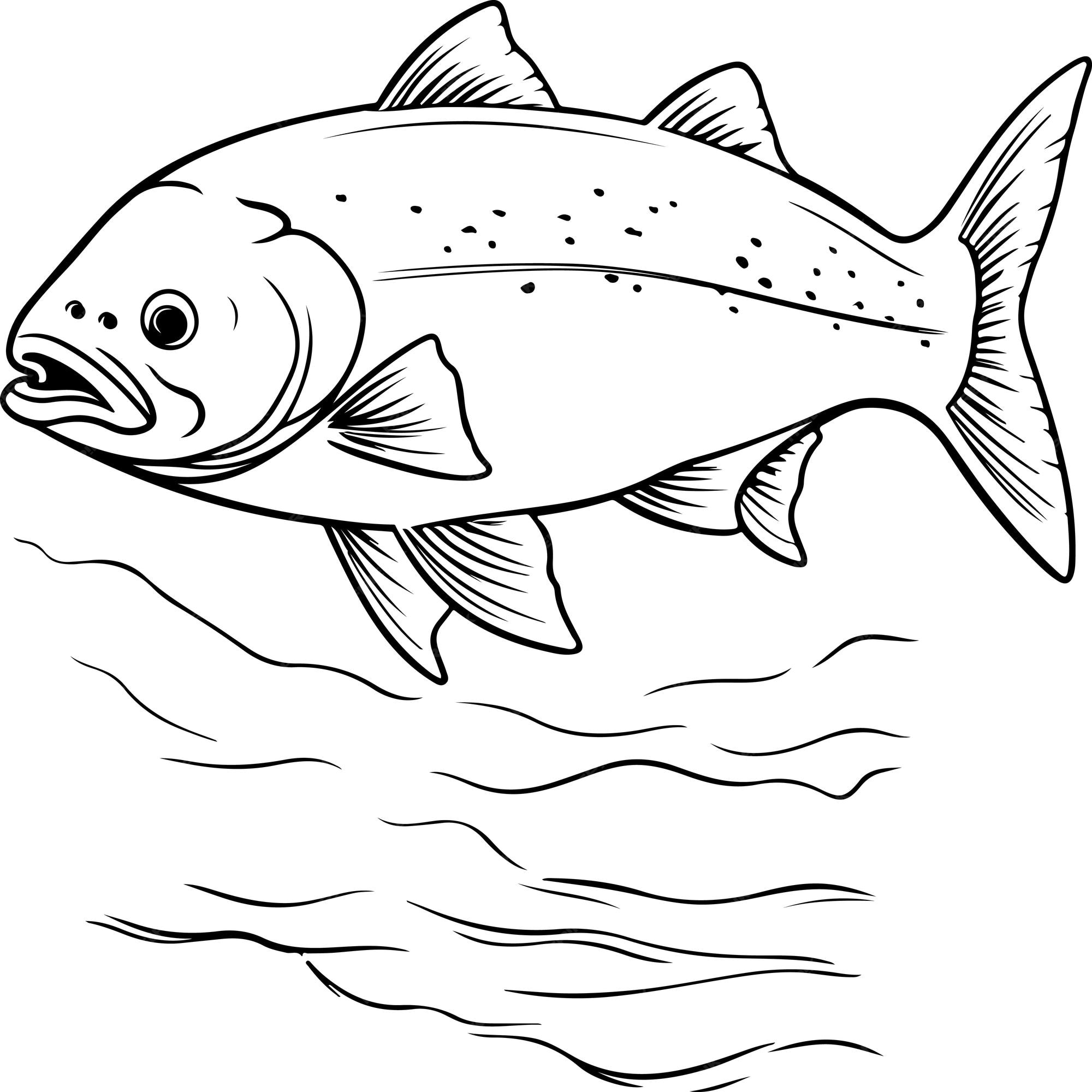 Premium vector coloring pages for kids of salmon