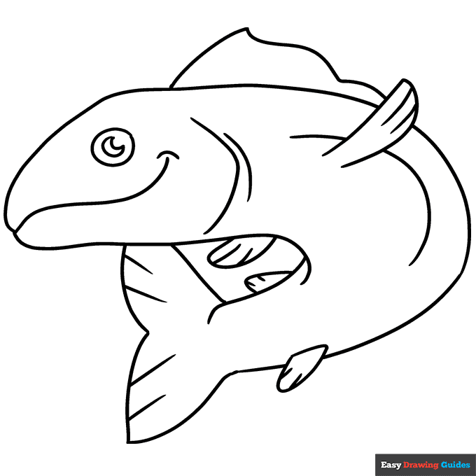 Salmon coloring page easy drawing guides