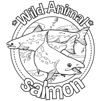 Salmon fish wild animal coloring page book by scworkspace tpt