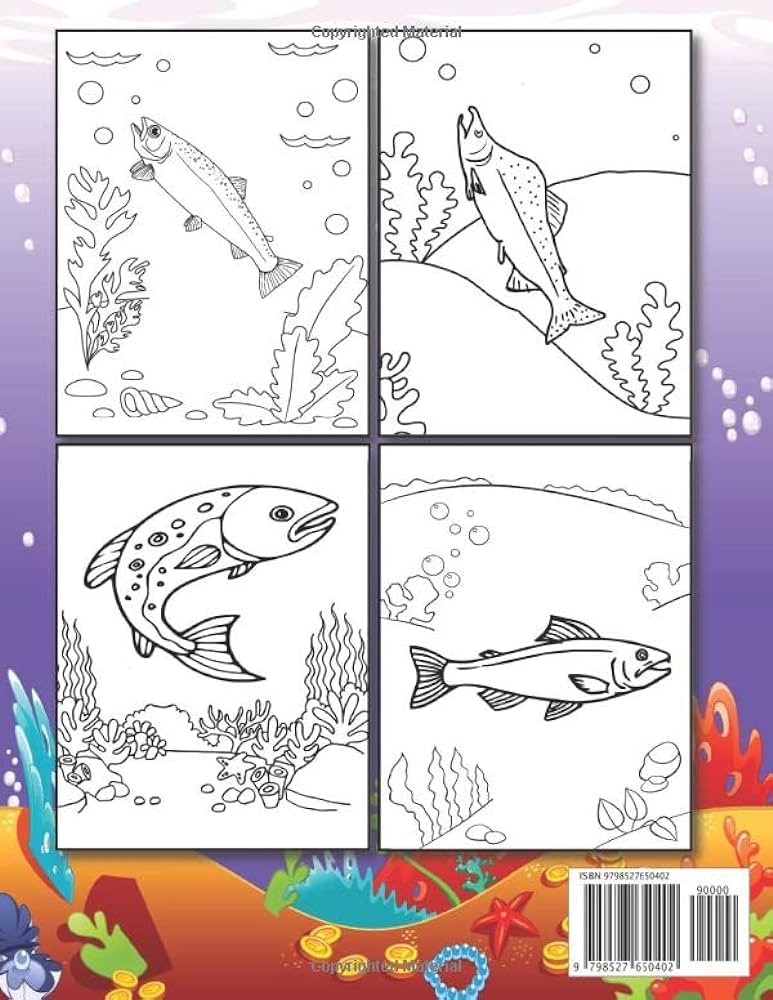 Salmon coloring book featuring fun gorgeous and unique stress relief relaxation salmon coloring pages for kids bacchus bevan books