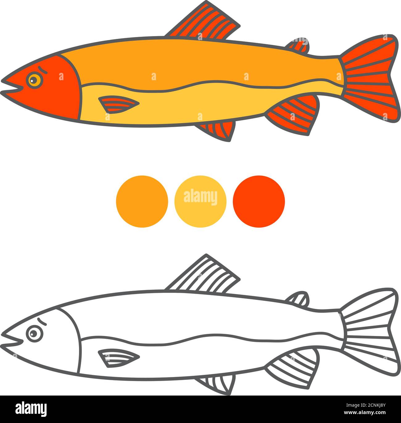 Coloring book for children fish salmon outlined doodle stock vector image art