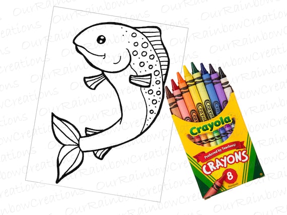 Salmon ocean animal coloring page instant download printable