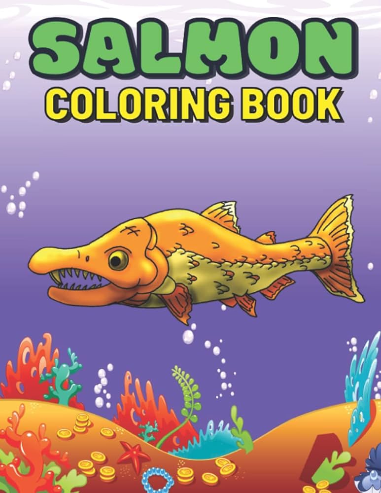 Salmon coloring book featuring fun gorgeous and unique stress relief relaxation salmon coloring pages for kids bacchus bevan books