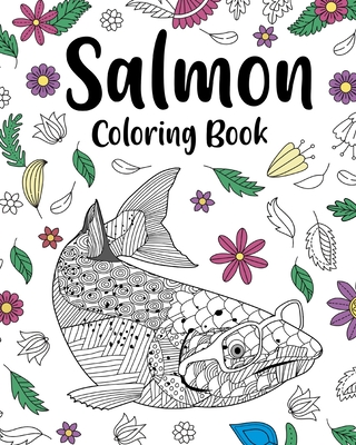 Salmon coloring book stress relief salmonidae zentangle picture freestyle drawing page paperback penguin bookshop