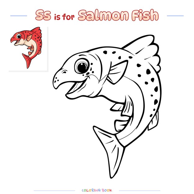 Premium vector coloring page salmon fish cartoon