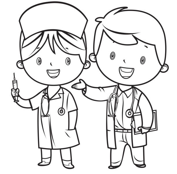 Doctor coloring page for kids stock illustrations royalty
