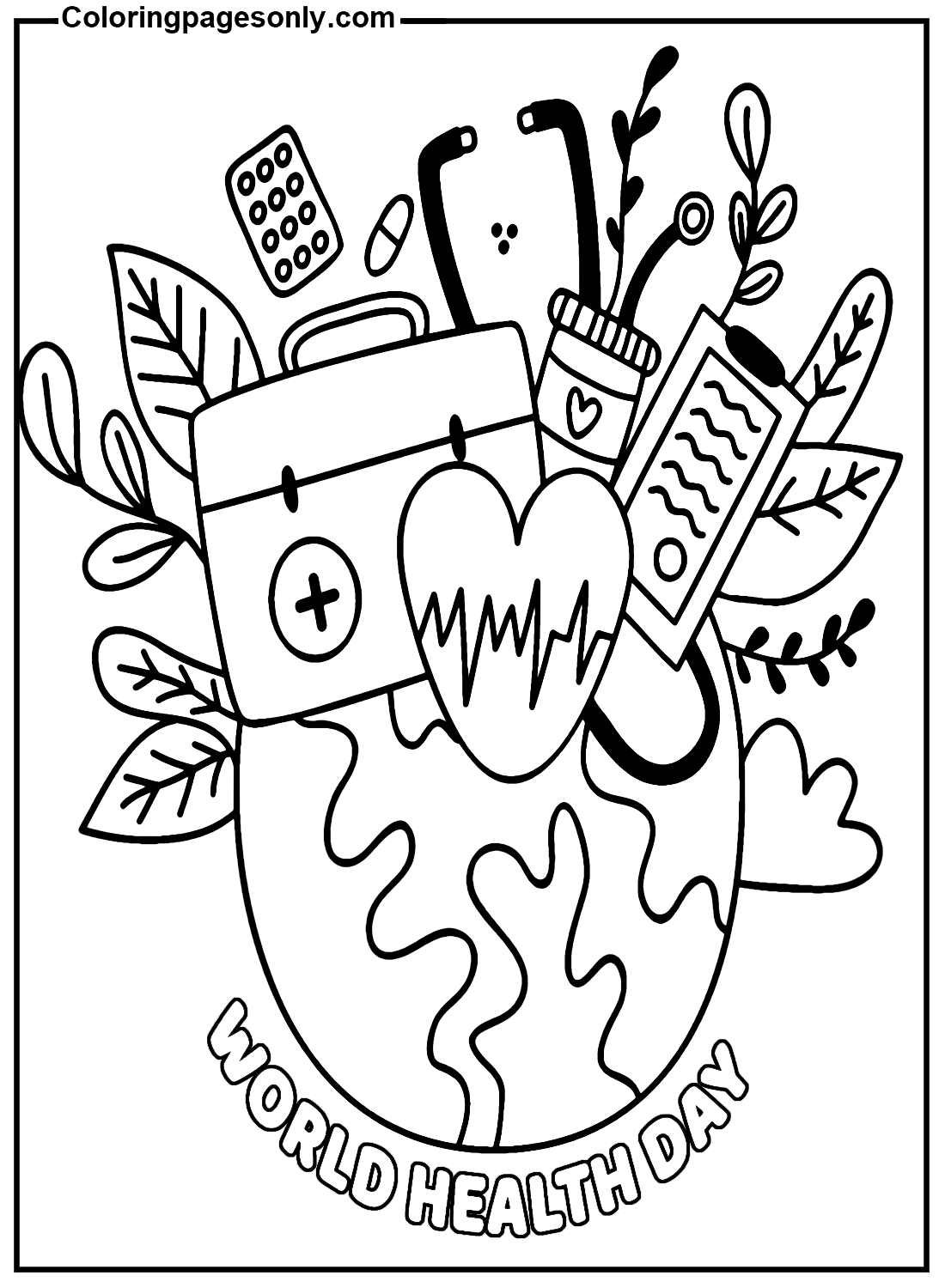 World health day sheets coloring page
