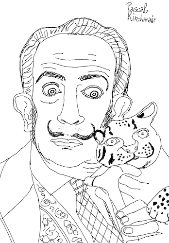 Salvador dali with ocelot by pascal kirchmair famous people cartoon