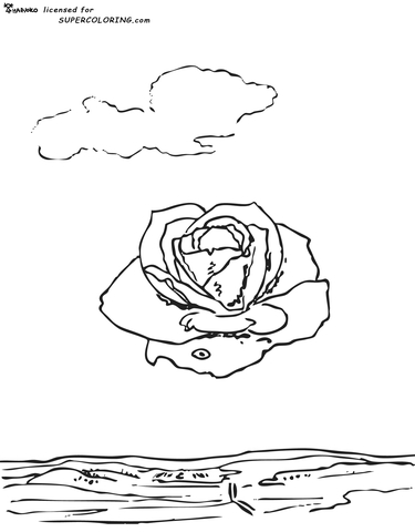 Meditative rose by salvador dali coloring page free printable coloring pages