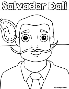 Dali portrait coloring page by primary painters tpt