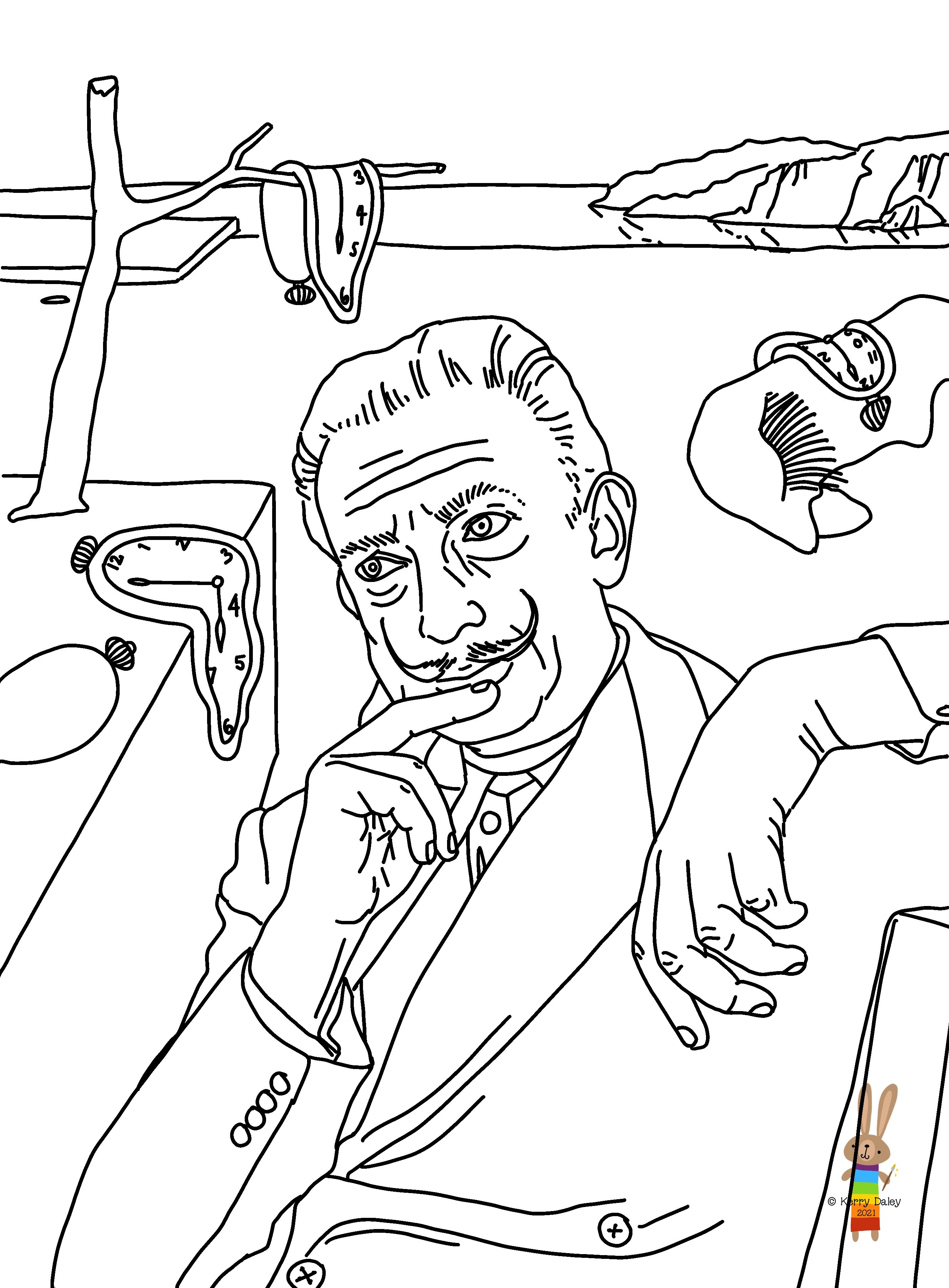 Salvador dali colouring page famous art coloring dali art salvador dali art