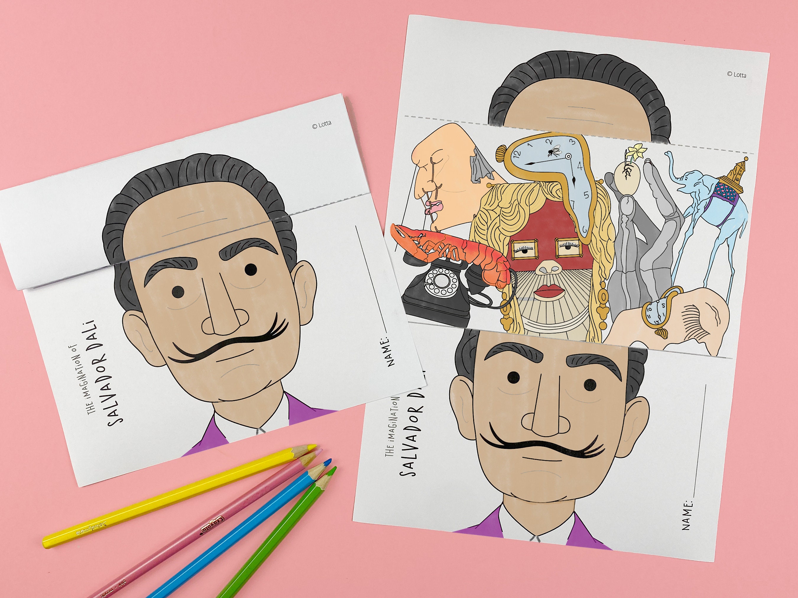 Famous artist imagination coloring activity pages dali