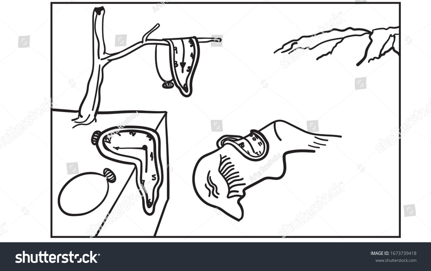 Persistence time by salvador dali sketch stock illustration