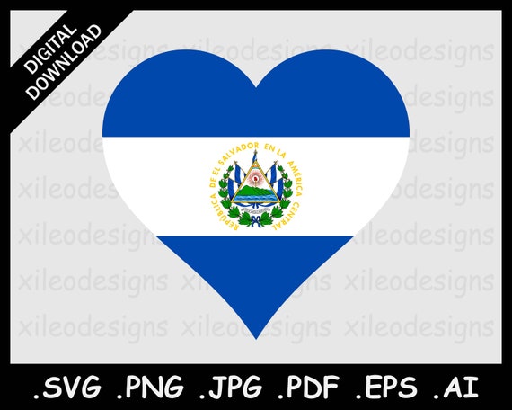 El salvador heart flag svg salvadoran love national nation country banner clipart vector icon instant download file eps ai png svg jpg pdf