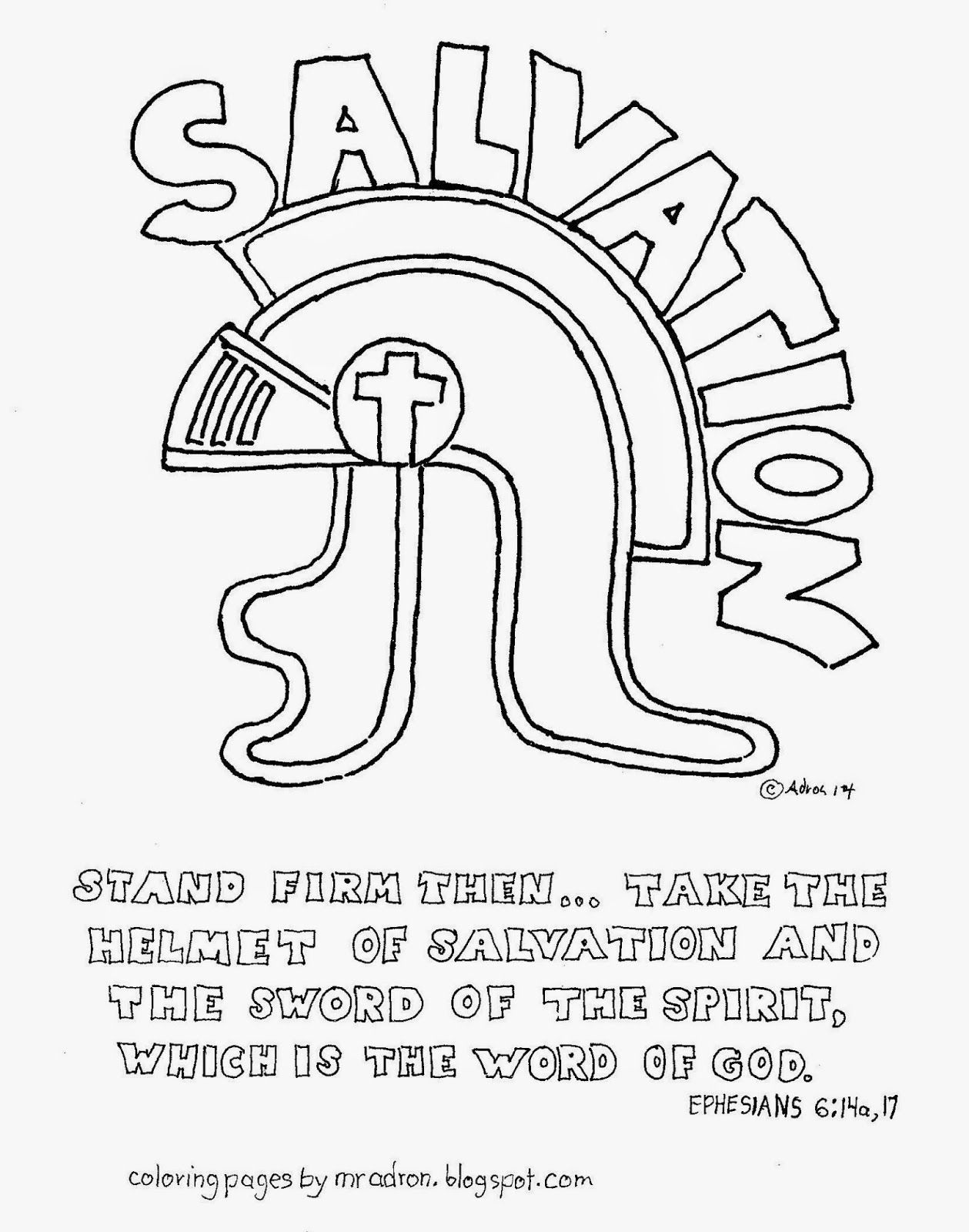 The helmet of salvation kids coloring page see more at my blog httpcoloringpagesbymradronblogspâ armor of god armor of god lesson childrens church lessons