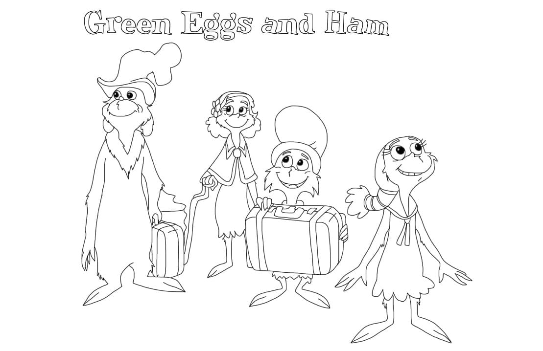 Sam from green eggs and ham coloring page