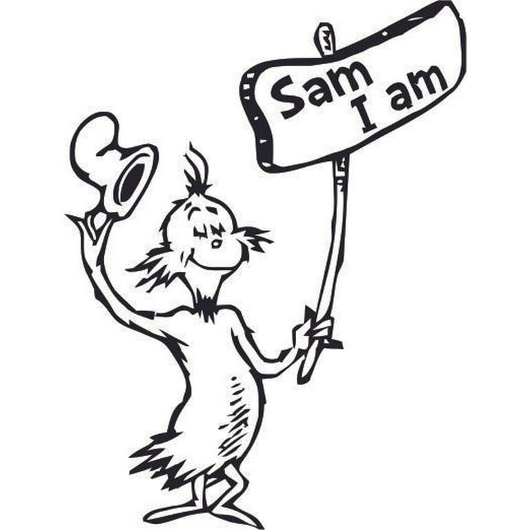 Sam i am dr seuss character cute children cartoon wall sticker art decal for girls boys room bedroom nursery kindergarten house fun home decor stickers wall art vinyl decoration size x inch