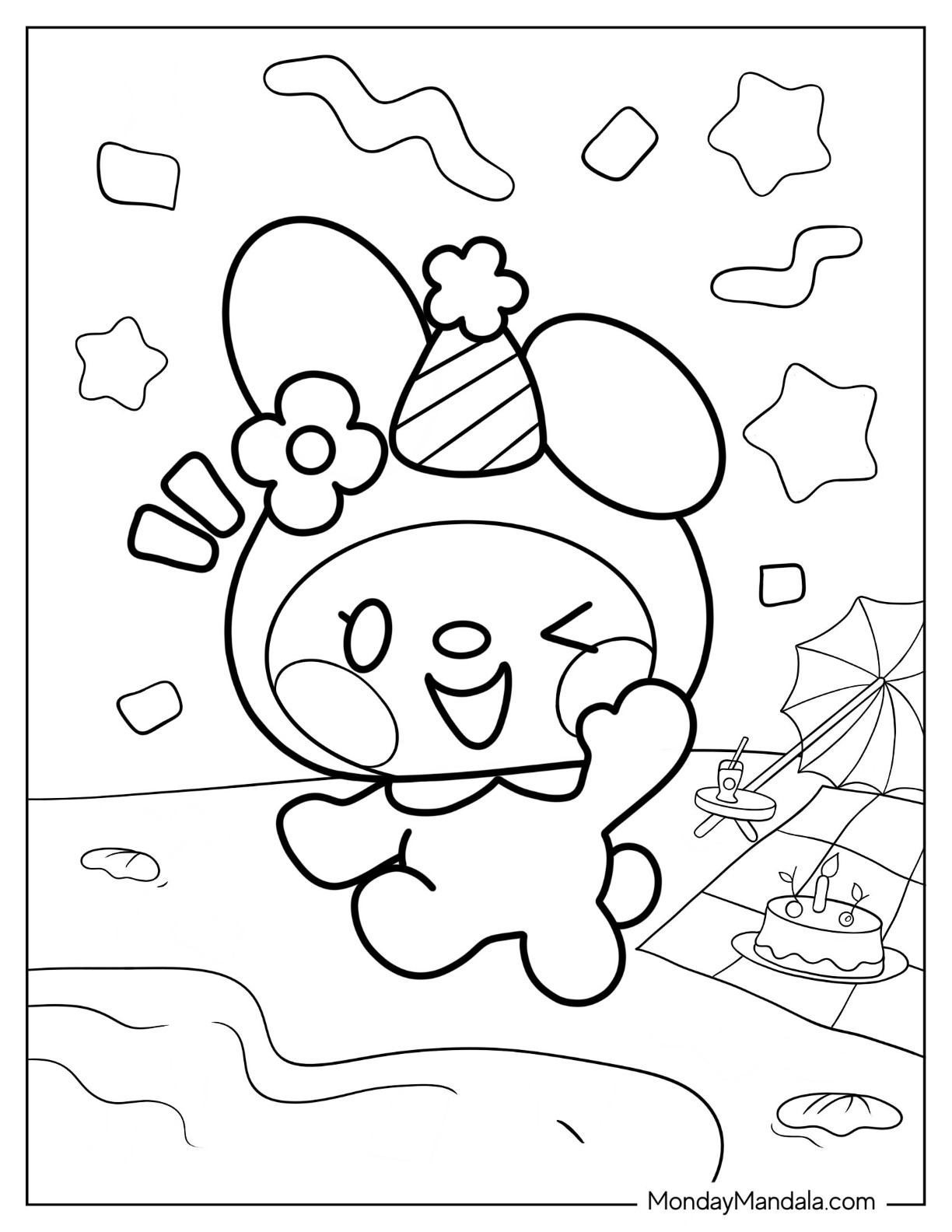 Sanrio coloring pages free pdf printables