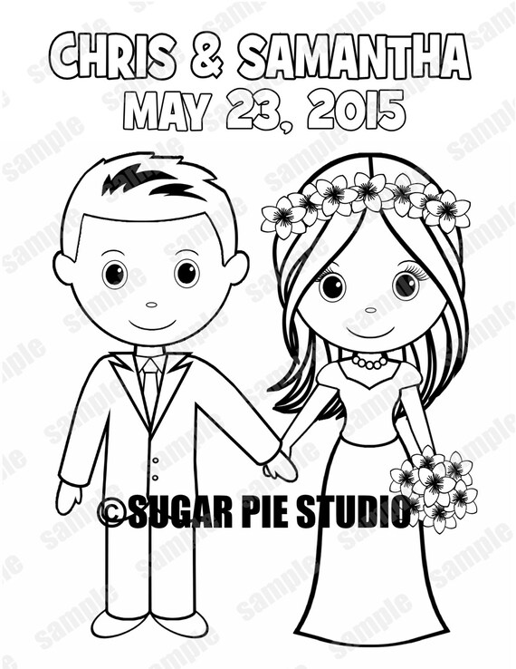 Printable personalized wedding coloring activity book favor kids x pdf or jpeg template