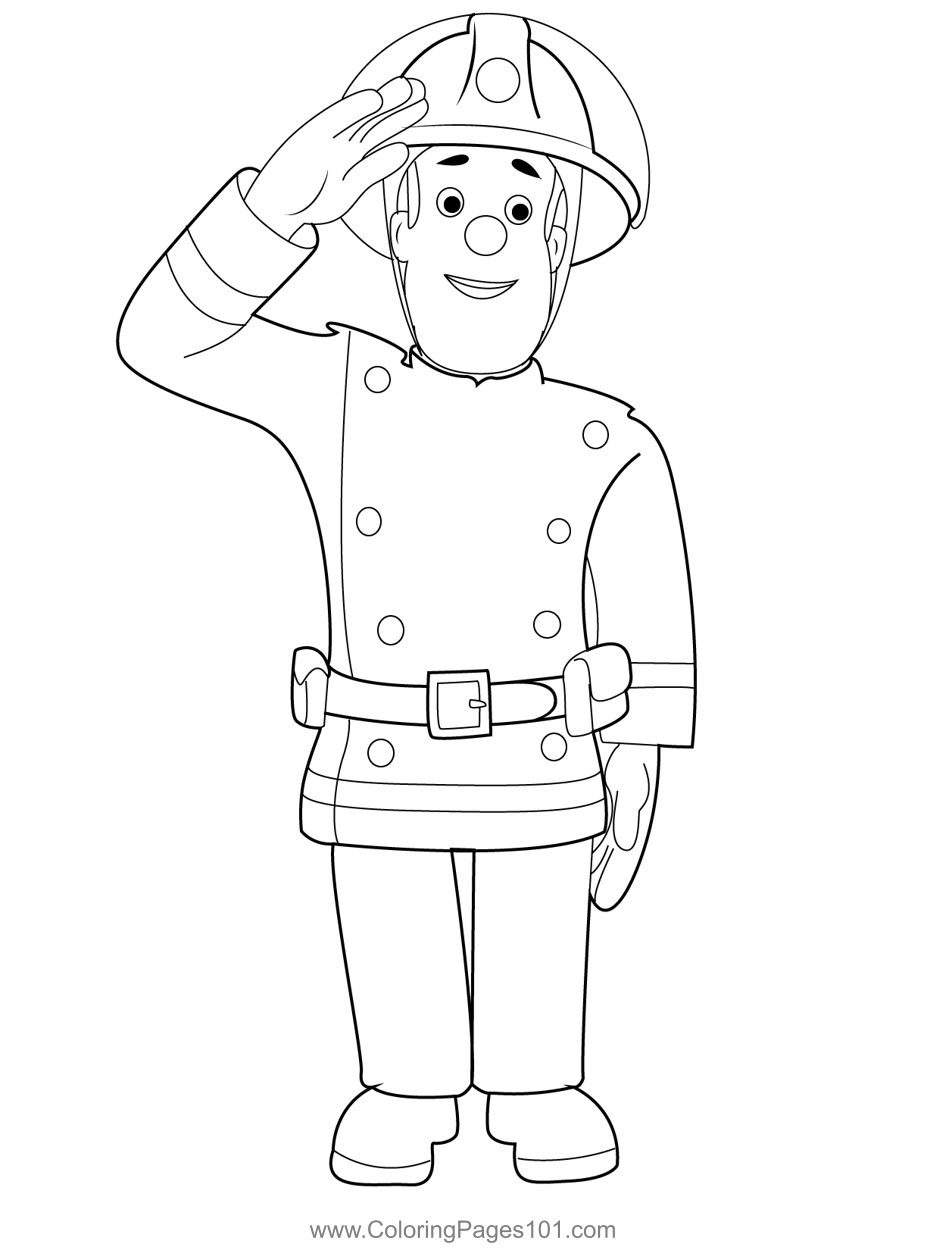 Sam salute coloring page for kids
