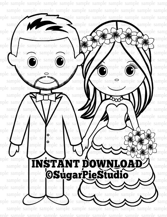 Wedding coloring page pages kids table activity favor colouring sheet placemat instant download do it yourself pdf file