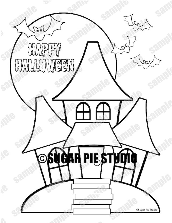 Halloween coloring page kids birthday party favor childrens kids coloring page activity pdf or jpeg instant download