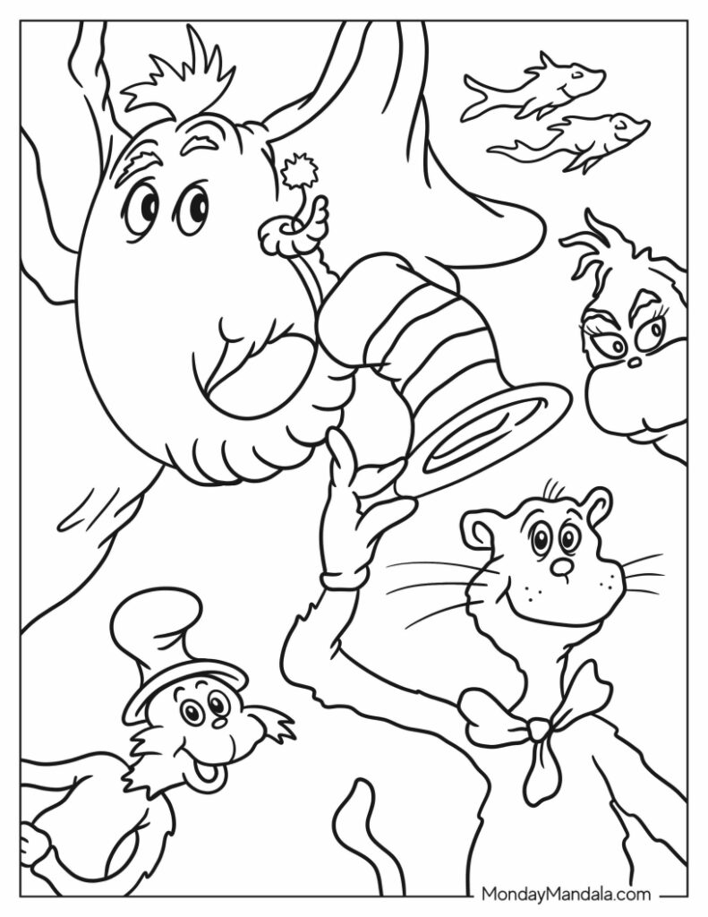 Dr seuss coloring pages free pdf printables