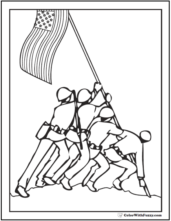 Iwo jima picture flag coloring page âï memorial day coloring pages