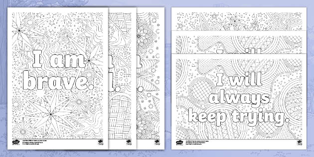 Positive affirmations printable mindfulness colouring sheets