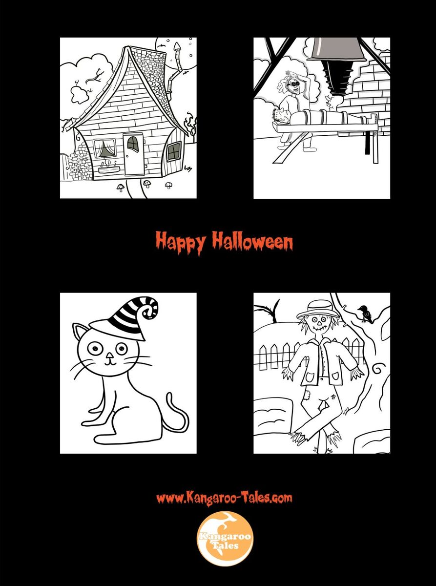 Kangaroo tales presents a halloween coloring book pages by samantha turney