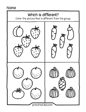 Same or different preschool matching activity sheets