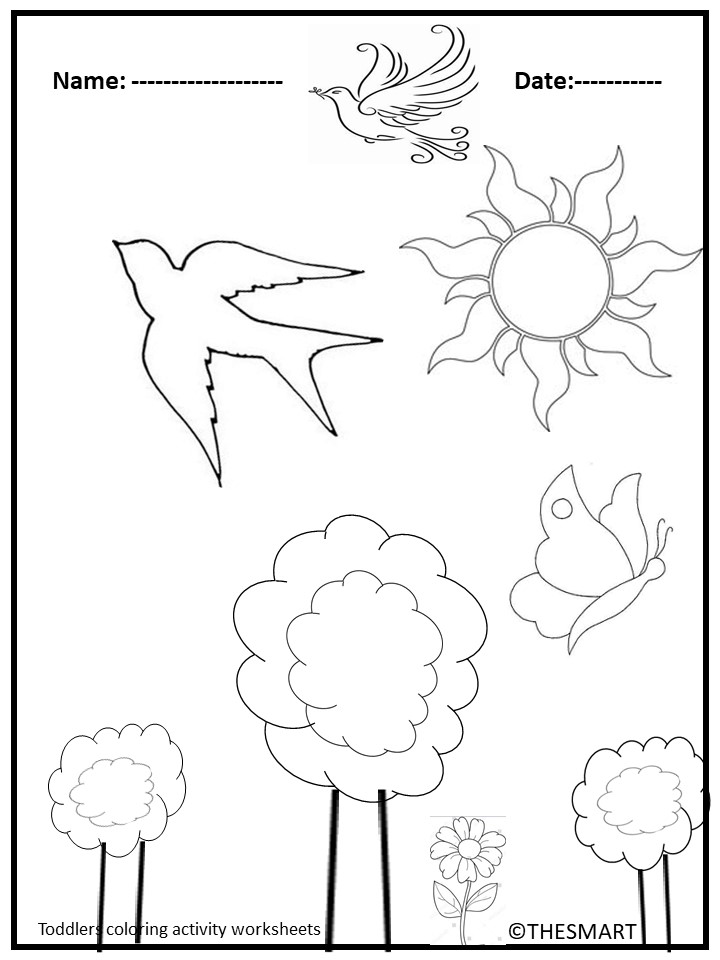 Toddlers coloring activity worksheets made by teachers