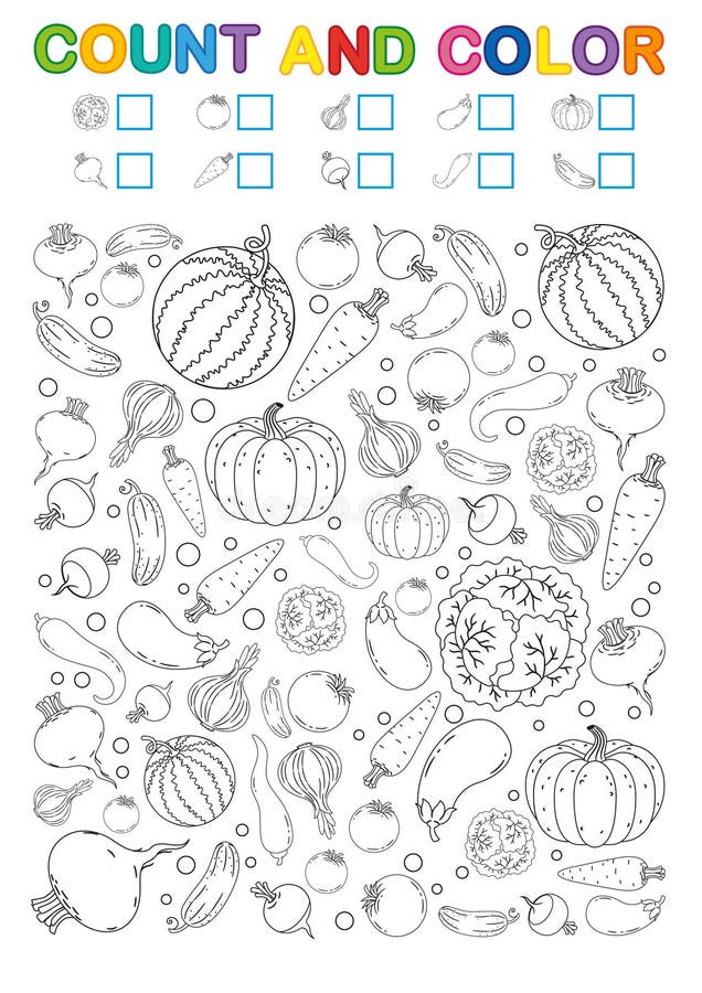 Coloring book page count and color printable worksheet for kindergarten and preschool exercises for study numbers stock vector