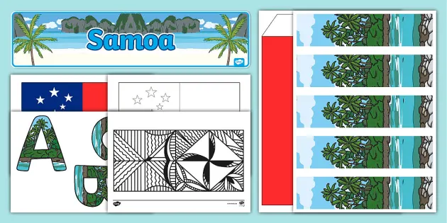 Samoa activity flag colouring sheet art