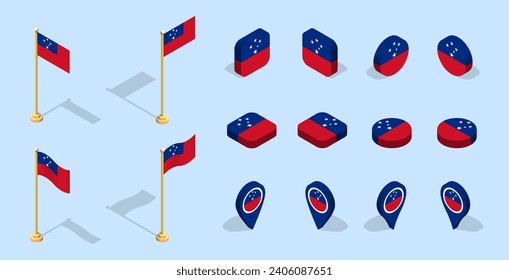 Samoan flag independent state samoa d stock vector royalty free