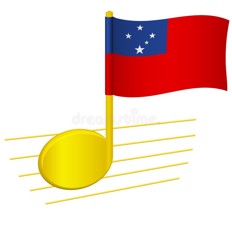 Samoa flag and musical note stock illustration