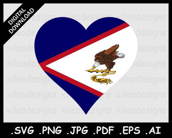 American samoa heart flag svg america samoan love shape flag icon sign clipart emoji vector digital instant download png jpg pdf eps ai