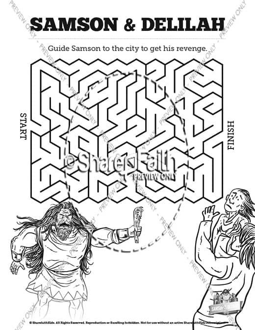 Samson and delilah sunday school coloring pages â