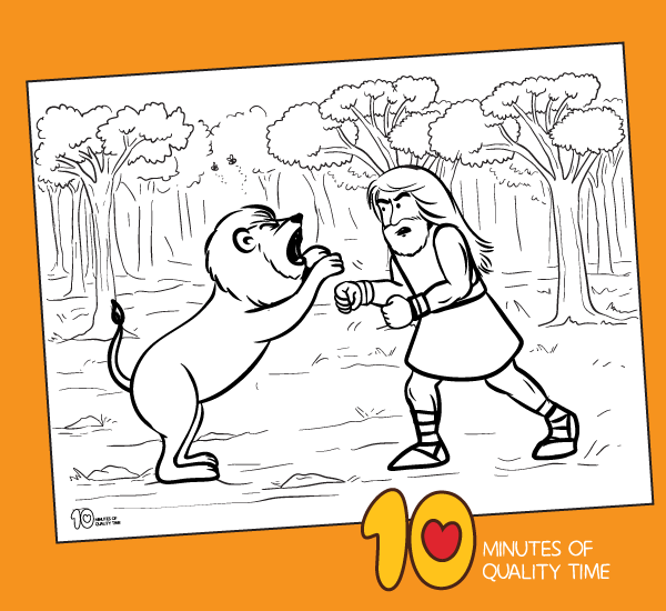 Samson and the lion coloring page â minutes of quality time