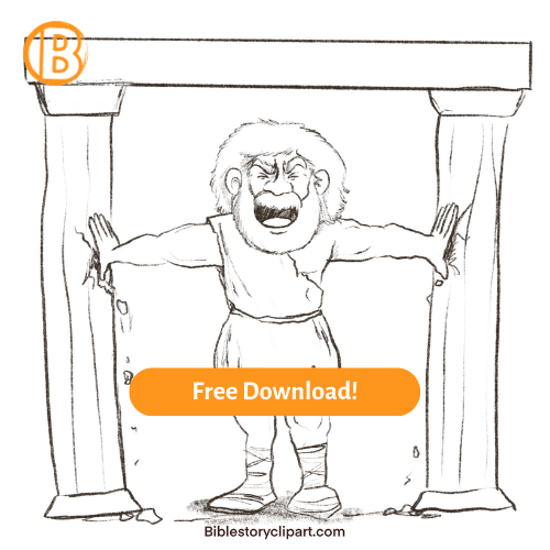 Samson destroys the temple coloring page