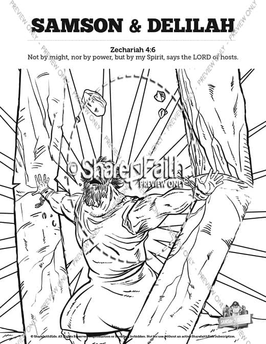 Samson and delilah sunday school coloring pages â