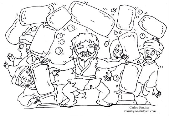 Samson destroys dagons temple coloring page