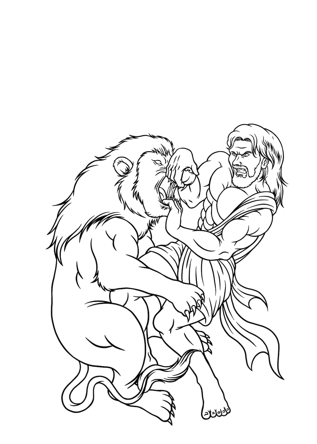 Samson coloring page awesome samson fighting a lion