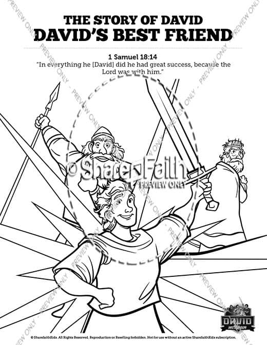 Samuel david saul jonathan sunday school coloring pages â