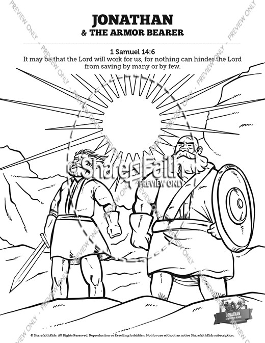 Jonathan and his armor bearer sunday school coloring pages clover media