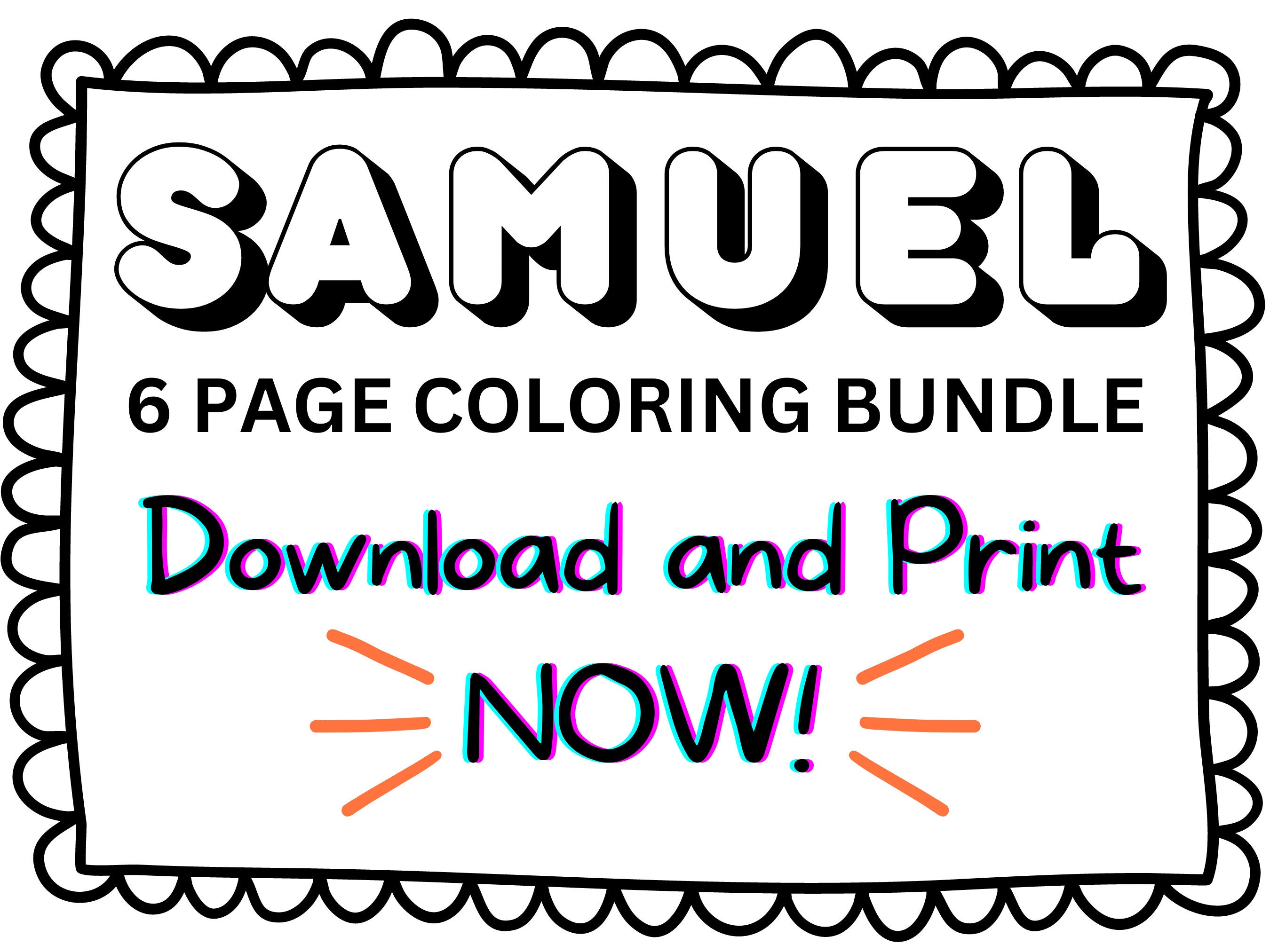 Samuel coloring page printable name coloring page custom coloring personalized gift colouring page kids name sheet