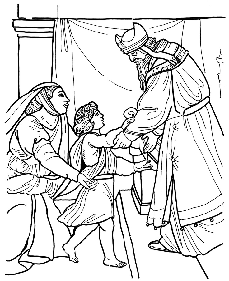 Hannah dedicates samuel to the temple bible coloring page desenhos biblicos bãblico desenhos