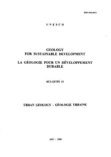 Geology for sustainable development bulletin urban geology