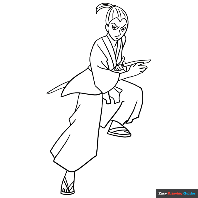 Samurai coloring page easy drawing guides